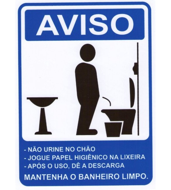 Placa de Sinalização - Aviso Mantenha o Banheiro Limpo